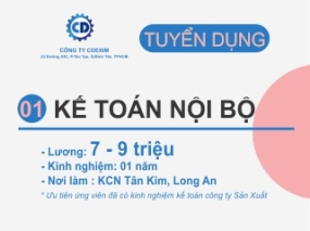 Kế Toán Nội Bộ Làm Việc Tại Long An - Hạn nộp 31/12/2020